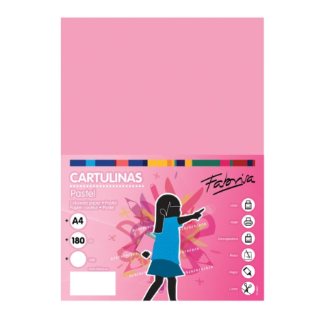 Paquet de 50 feuilles de papier cartonné Fabrisa 180 g/m² - Format A4 - Couleur rose