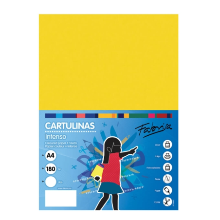 Paquet de 50 feuilles de papier cartonné Fabrisa 180 g/m² - Format A4 - Jaune vif