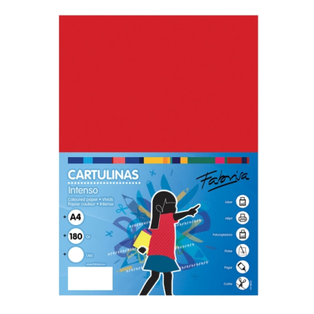 Paquet de 50 feuilles de papier cartonné Fabrisa 180 g/m² - Format A4 - Couleur rouge