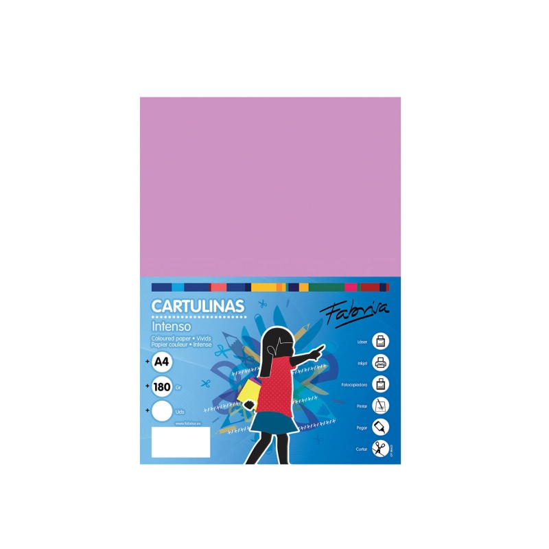 Paquet de 50 feuilles de papier cartonné Fabrisa 180 g/m² - Format A4 - Couleur lilas