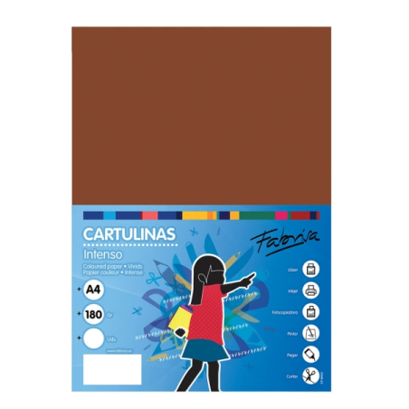 Paquet de 50 feuilles de papier cartonné Fabrisa 180 g/m² - Format A4 - Couleur marron