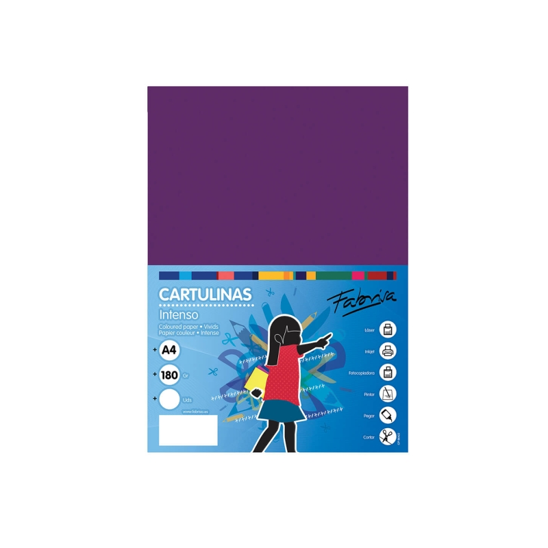 Paquet de 50 feuilles de papier cartonné Fabrisa 180 g/m² - Format A4 - Couleur violet