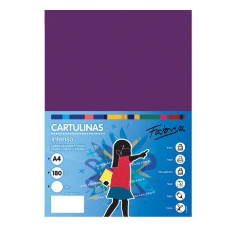Paquet de 50 feuilles de papier cartonné Fabrisa 180 g/m² - Format A4 - Couleur violet