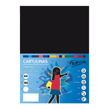 Paquet de 50 feuilles de papier cartonné Fabrisa 180 g/m² - Format A4 - Couleur noire