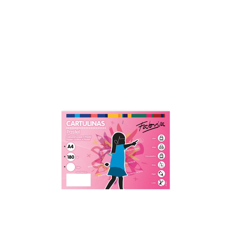 Paquet de 100 feuilles de papier cartonné Fabrisa 180 g/m² - Format A4 - Blanc