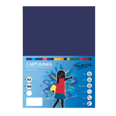 Lot de 25 feuilles de papier cartonné Fabrisa 180 g/m² - Format A3 - Bleu foncé