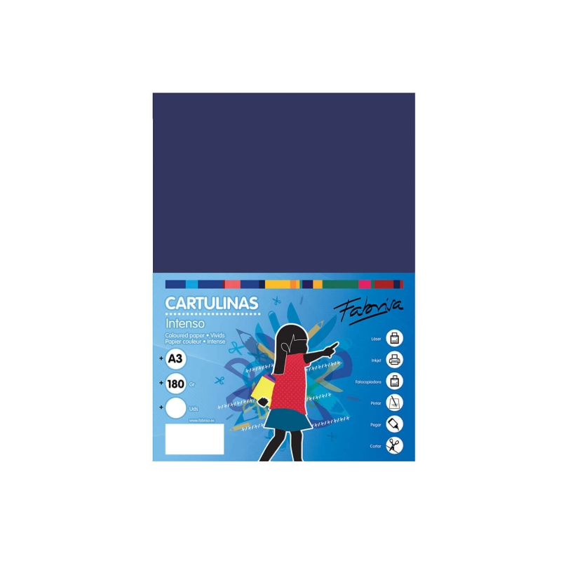 Lot de 25 feuilles de papier cartonné Fabrisa 180 g/m² - Format A3 - Bleu foncé