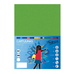 Lot de 25 feuilles de papier cartonné Fabrisa 180 g/m² - Format A3 - Vert vif