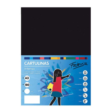Lot de 25 feuilles de papier cartonné Fabrisa 180 g/m² - Format A3 - Noir