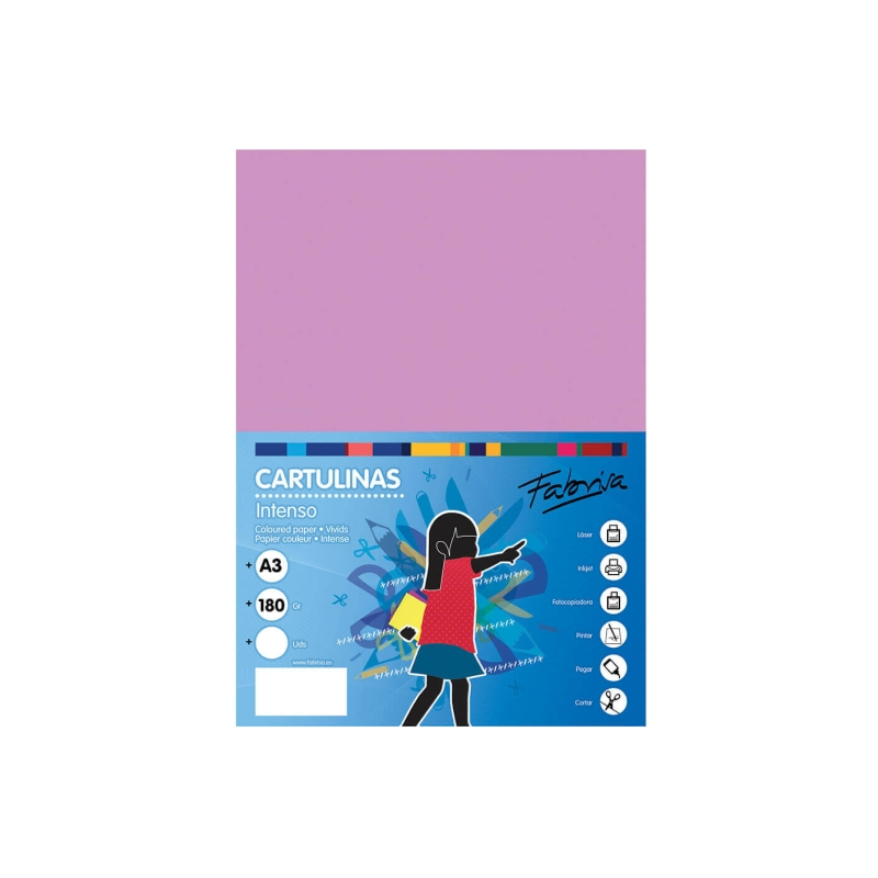 Lot de 25 feuilles de papier cartonné Fabrisa 180 g/m² - Format A3 - Couleur lilas