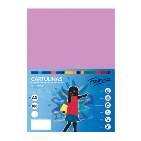 Lot de 25 feuilles de papier cartonné Fabrisa 180 g/m² - Format A3 - Couleur lilas