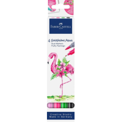Coffret Faber-Castell Tropical Escapes avec 4 feutres Goldfaber à double pointe (pointe pinceau et pointe fine 0,6 mm), solubles