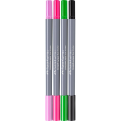 Coffret Faber-Castell Tropical Escapes avec 4 feutres Goldfaber à double pointe (pointe pinceau et pointe fine 0,6 mm), solubles