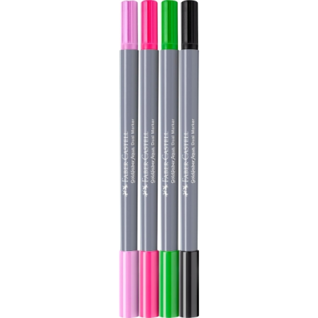 Coffret Faber-Castell Tropical Escapes avec 4 feutres Goldfaber à double pointe (pointe pinceau et pointe fine 0,6 mm), solubles