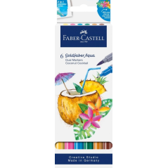 Coffret Faber-Castell Tropical Escapes avec 6 feutres Goldfaber à double pointe (pointe pinceau et pointe fine 0,6 mm), solubles
