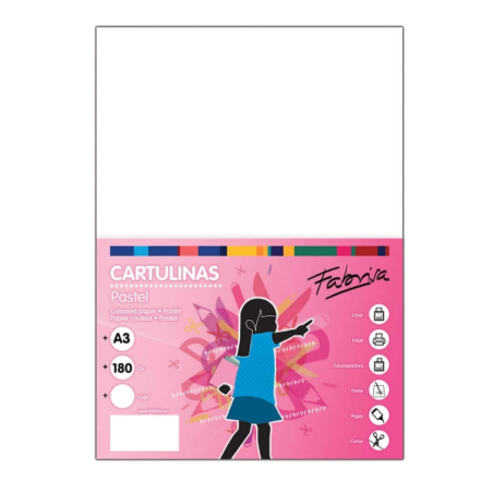 Paquet de 50 feuilles de papier cartonné Fabrisa 180 g/m² - Format A3 - Blanc