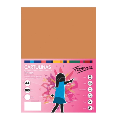 Paquet de 50 feuilles de papier cartonné Fabrisa 180 g/m² - Format A4 - Couleur marron clair