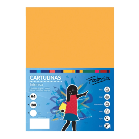 Paquet de 50 feuilles de papier cartonné Fabrisa 180 g/m² - Format A4 - Couleur jaune or