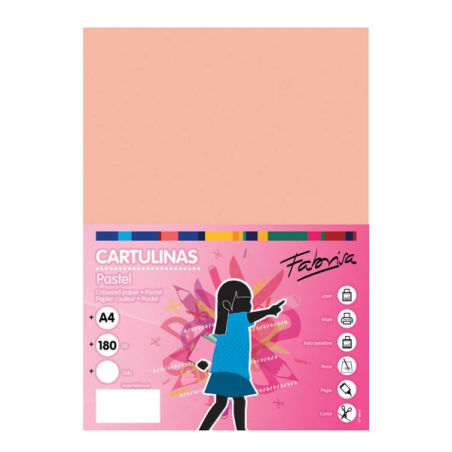 Paquet de 50 feuilles de papier cartonné Fabrisa 180 g/m² - Format A4 - Couleur saumon