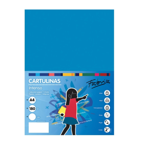 Paquet de 50 feuilles de papier cartonné Fabrisa 180 g/m² - Format A4 - Bleu moyen