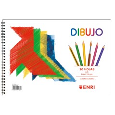 ✅ LOT de 10 Enri Pajarita Bloc à Dessin A4+ Couverture Souple - 20 Feuilles 120gr - Microperforé - 2 Trous ave en stock