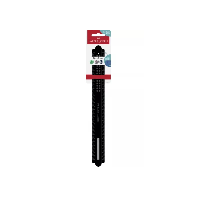Règle droite Faber-Castell Dots 30 cm - Plaque signalétique - Graduations pour gauchers et droitiers - Noir