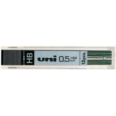 LOT de 12 Mines Uni-ball UL-1405 - 0,5 mm HB - Étui de 12 mines - Couleur noire