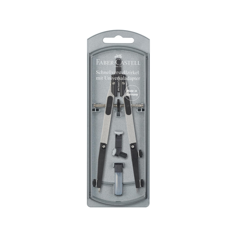 Compas à réglage rapide Faber-Castell 3,5 mm - Articulations sur les deux bras - Pour circonférences jusqu'à Ø 390 mm - Accessoi