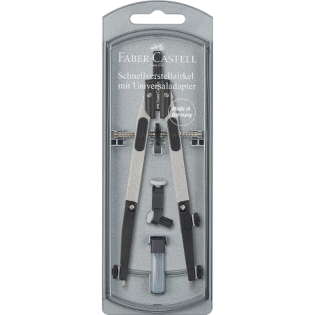 Compas à réglage rapide Faber-Castell 3,5 mm - Articulations sur les deux bras - Pour circonférences jusqu'à Ø 390 mm - Accessoi