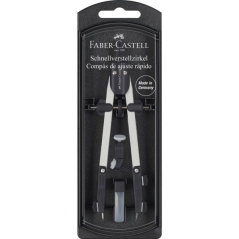Compas à réglage rapide Faber-Castell - Articulations sur les deux bras - Accessoires de remplacement - Adaptateur universel