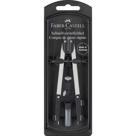 Compas à réglage rapide Faber-Castell - Articulations sur les deux bras - Accessoires de remplacement - Adaptateur universel