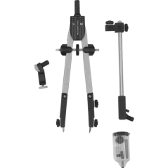 Compas à réglage rapide Faber-Castell avec rallonge - Articulations sur les deux bras - Accessoires de remplacement - Adaptateur