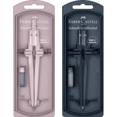 Compas d'école à réglage rapide Faber-Castell Stream 2025 - Circonférences jusqu'à Ø 340 mm - Bouteille de plomb incluse - Coule