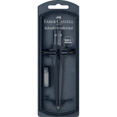 Présentoir Faber-Castell Stream 2025 avec 15 compas d'école à réglage rapide - Circonférences jusqu'à Ø 340 mm - Bouteille de mi