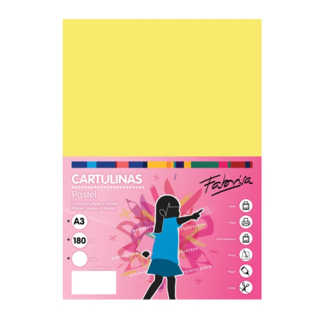 Lot de 25 feuilles de papier cartonné Fabrisa 180 g/m² - Format A3 - Jaune