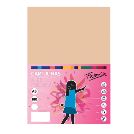 Lot de 25 feuilles de papier cartonné Fabrisa 180 g/m² - Format A3 - Couleur vanille