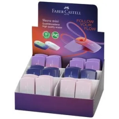 Présentoir Faber-Castell Sleeve Mini Flow avec 24 gommes sous étui - Sans PVC - Couleurs assorties
