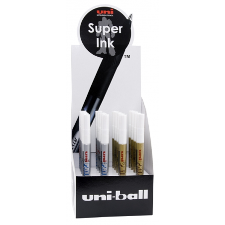 LOT de 16 Uni-ball PX-203/16PI Présentoir de 16 marqueurs de peinture - Pointe acrylique 1 mm - Permanent sur toutes les surface