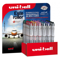 LOT de 36 Uni-ball Vision Elite UB-200 Présentoir de 36 Rollers à Encre Liquide - Pointe Bille 0,8 mm - Système Anti-Fuite pour
