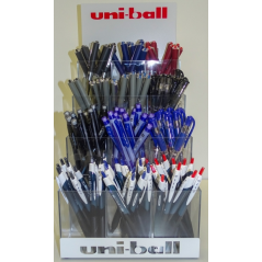LOT de 144 Présentoir Uni-ball de 144 articles d'écriture assortis - Gammes variées - Couleurs assorties