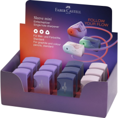Présentoir Faber-Castell Sleeve Mini Flow Edition avec 12 taille-crayons à un trou - Pour crayons de taille standard - Design dé