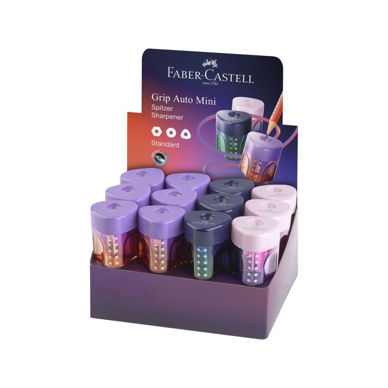 Présentoir Faber-Castell Grip Mini Flow Edition avec 24 taille-crayons à un trou - Pour crayons de taille standard - Design dégr