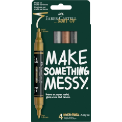 Coffret Faber-Castell Multimark à effet miroir, comprenant 4 marqueurs acryliques à double pointe (1 mm et 3 mm), encre acryliqu