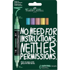 Coffret Faber-Castell Multimark de 6 marqueurs acryliques à double pointe (pointes rondes de 1 mm et 3 mm), encre acrylique à ba