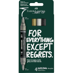 Coffret Faber-Castell Multimark à effet miroir, comprenant 4 marqueurs acryliques à double pointe (1 mm et 3 mm), encre acryliqu