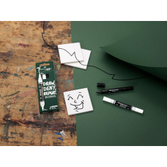 Coffret Faber-Castell Multimark avec 2 marqueurs acryliques à double pointe (1 mm et 3 mm, pointes rondes), encre acrylique à ba