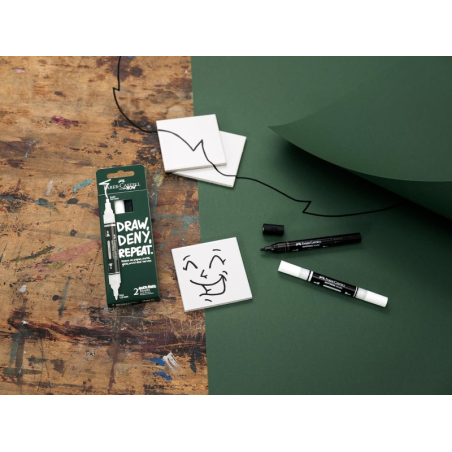 Coffret Faber-Castell Multimark avec 2 marqueurs acryliques à double pointe (1 mm et 3 mm, pointes rondes), encre acrylique à ba