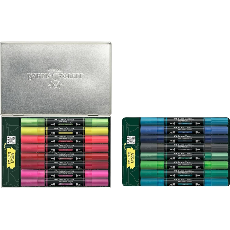 Coffret Faber-Castell Multimark Acrylic Style It: Kicks avec 16 marqueurs acryliques à double pointe (pointes rondes de 1 mm et