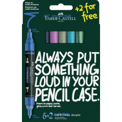 Coffret Faber-Castell Multimark Acrylic Cool Tons avec 8 marqueurs acryliques à double pointe - Pointes rondes de 1 mm et 3 mm -