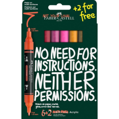 Coffret Faber-Castell Multimark - Tons chauds acryliques - 8 marqueurs à double pointe - Pointes rondes de 1 mm et 3 mm - Encre